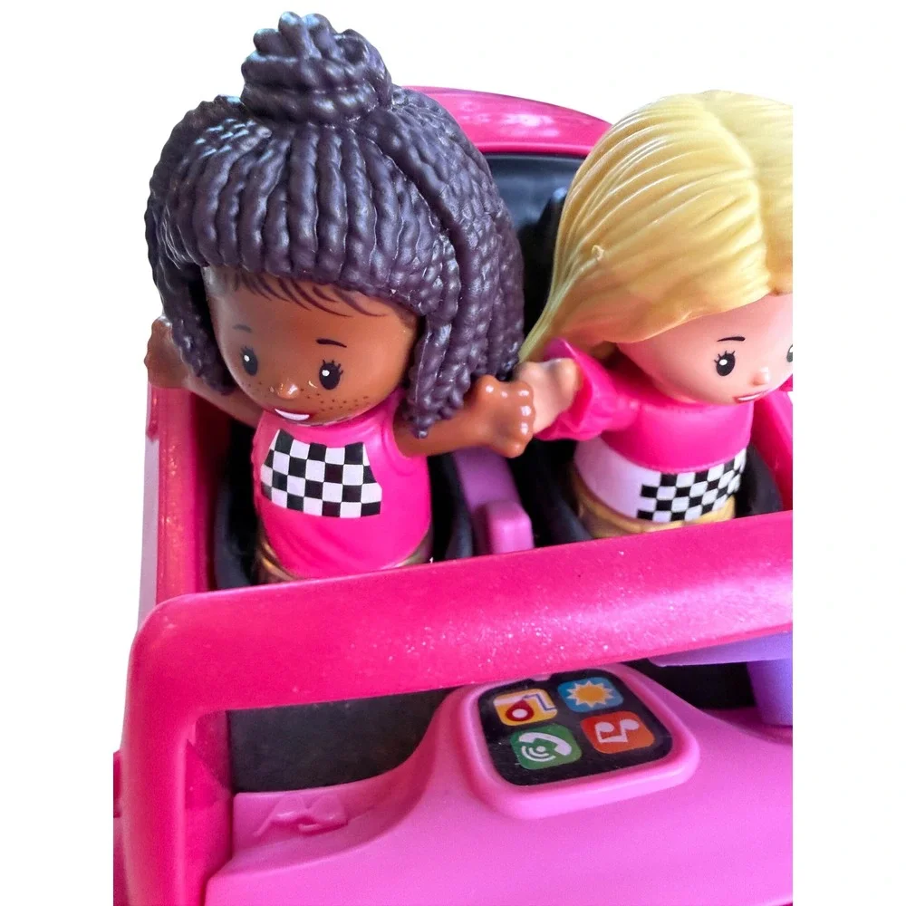 Fisher Price Little People Barbie Beach Cruiser‎ Pink Convertible Car 2 Figures